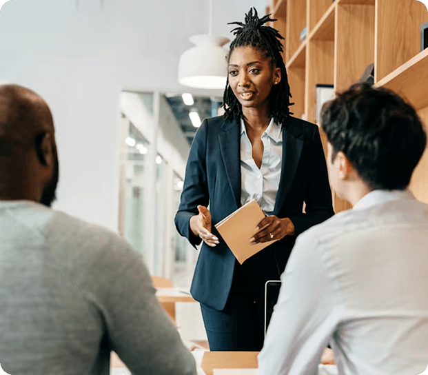 Team collaborating in office